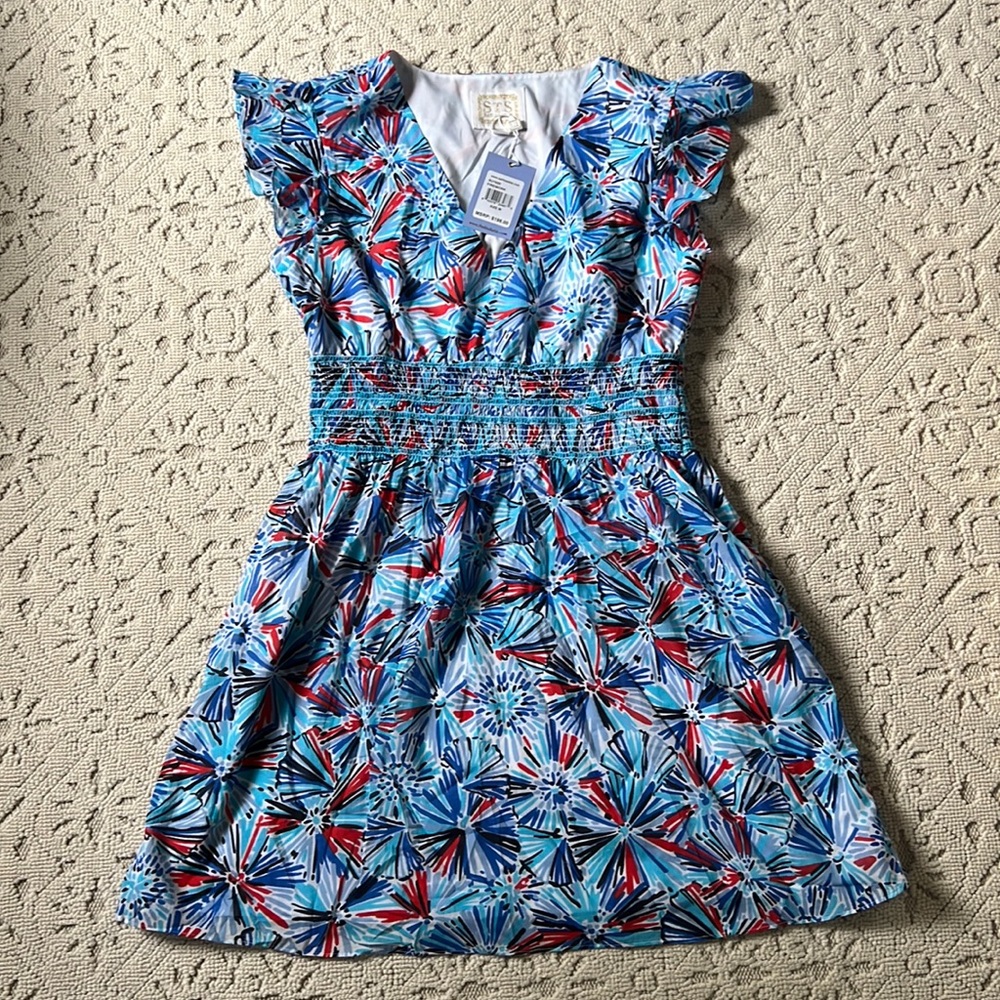 Last day!  💥 Sail to Sable Fireworks smocked dress medium NWT